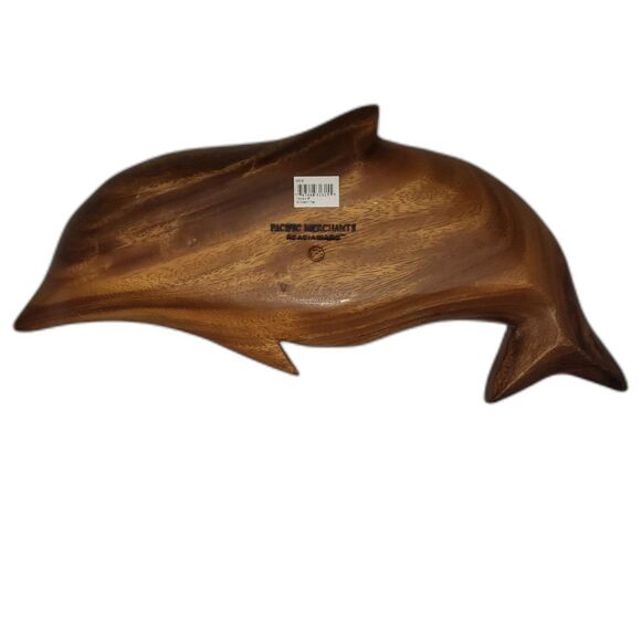 PACIFIC MERCHANTS Acaciaware Dolphin Wooden Serving Tray Display Piece NEW - Picture 2 of 5
